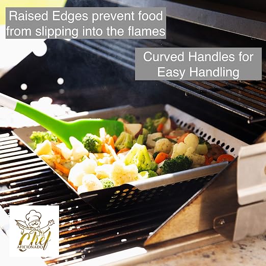 Download Amazon Com Chef Aficionado Grilling Basket Vegetable Grill Basket Makes Grilling Easy Fast And Fun Garden Outdoor