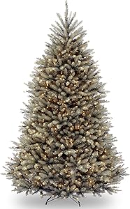 National Tree Company Pre-lit Artificial Christmas Tree | Includes Pre-strung White Lights and Stand | Dunhill Blue Fir - 7.5 ft