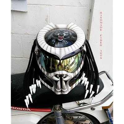 custom predator motorcycle helmet for sale Pro DOT Approved White include Tri Laser Top Level T03 : Automotive Custom Predator Motorcycle Helmet |