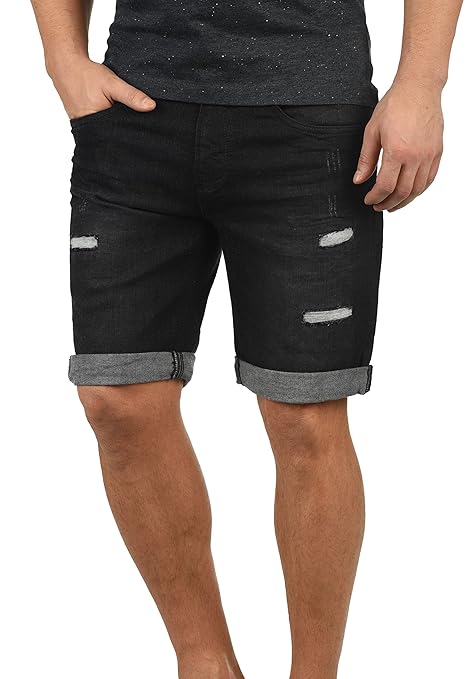 Indicode Hallow Herren Jeans Shorts Kurze Denim Hose Mit Destroyed-Optik Aus Stretch-Material Regular Fit