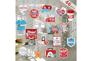 RENBUZHU 46PCS Nurses Week 2025 Decorations Hanging Swirls-Thank You/Happy Nurse Appreciation Gifts Bulk RN Graduation Party Decor Supplies