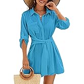 Blooming Jelly Womens Swimsuit Coverup Bikini Bathing Suit Cover Up Tie Side Beach Dress Shirt