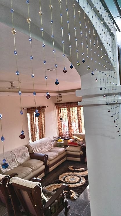 Buy Crystal Bead Curtain Blue And Gold Arch Shaped For Room