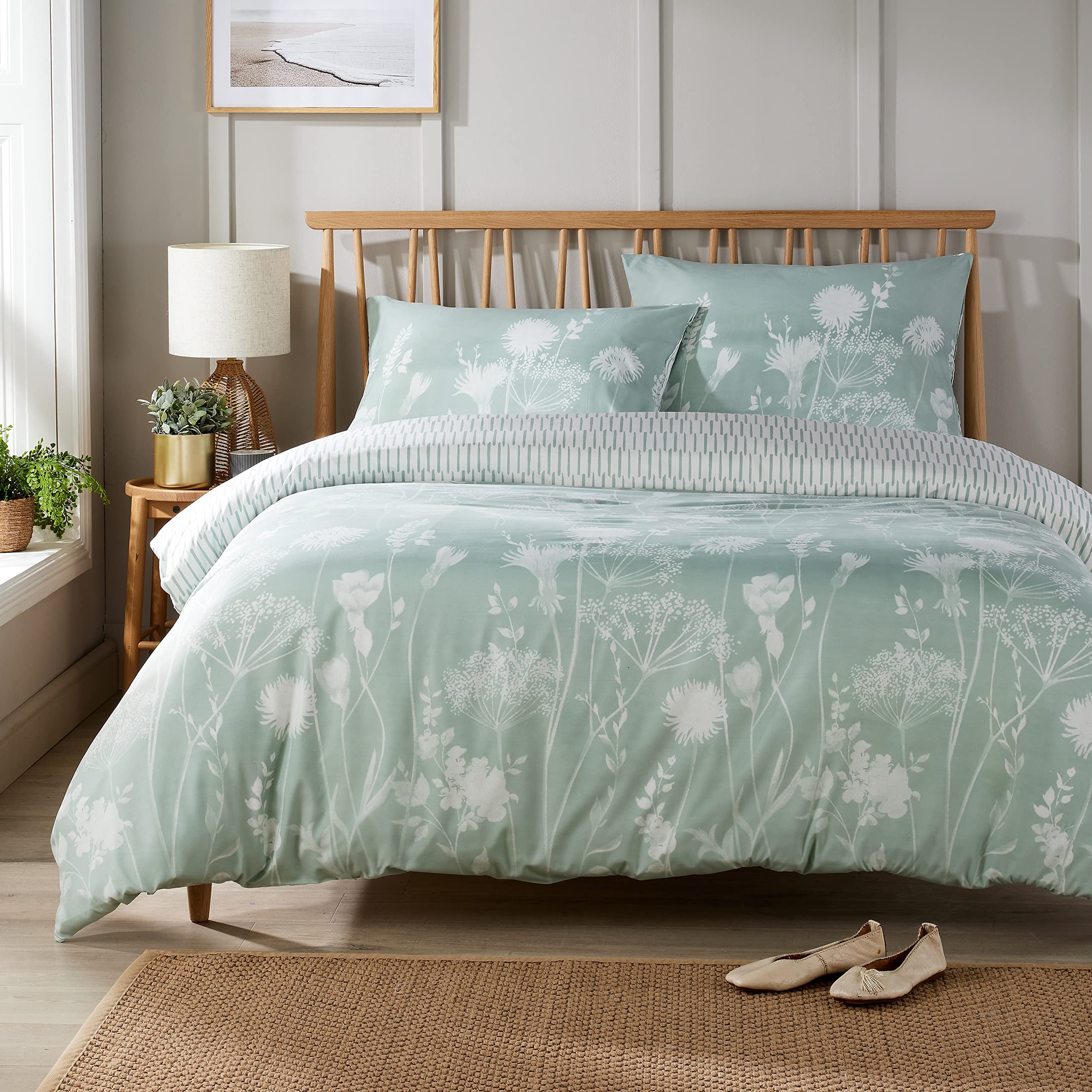 Olivia Rocco Easy Care Printed Duvet Cover Set 100% Polyester Breathable Stylish Comforter Reversible Quilted Bedding Bed Sets With Pillowcases MEADOW DUVET SET, SAGE GREEN KING — image 1