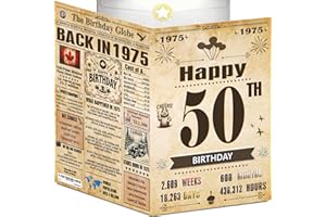 50th Birthday Card for Women & Men - Back In 1975 Newspaper - 50th Happy BIRTHDAY Card - 50th Birthday Gift for Her & Him - J