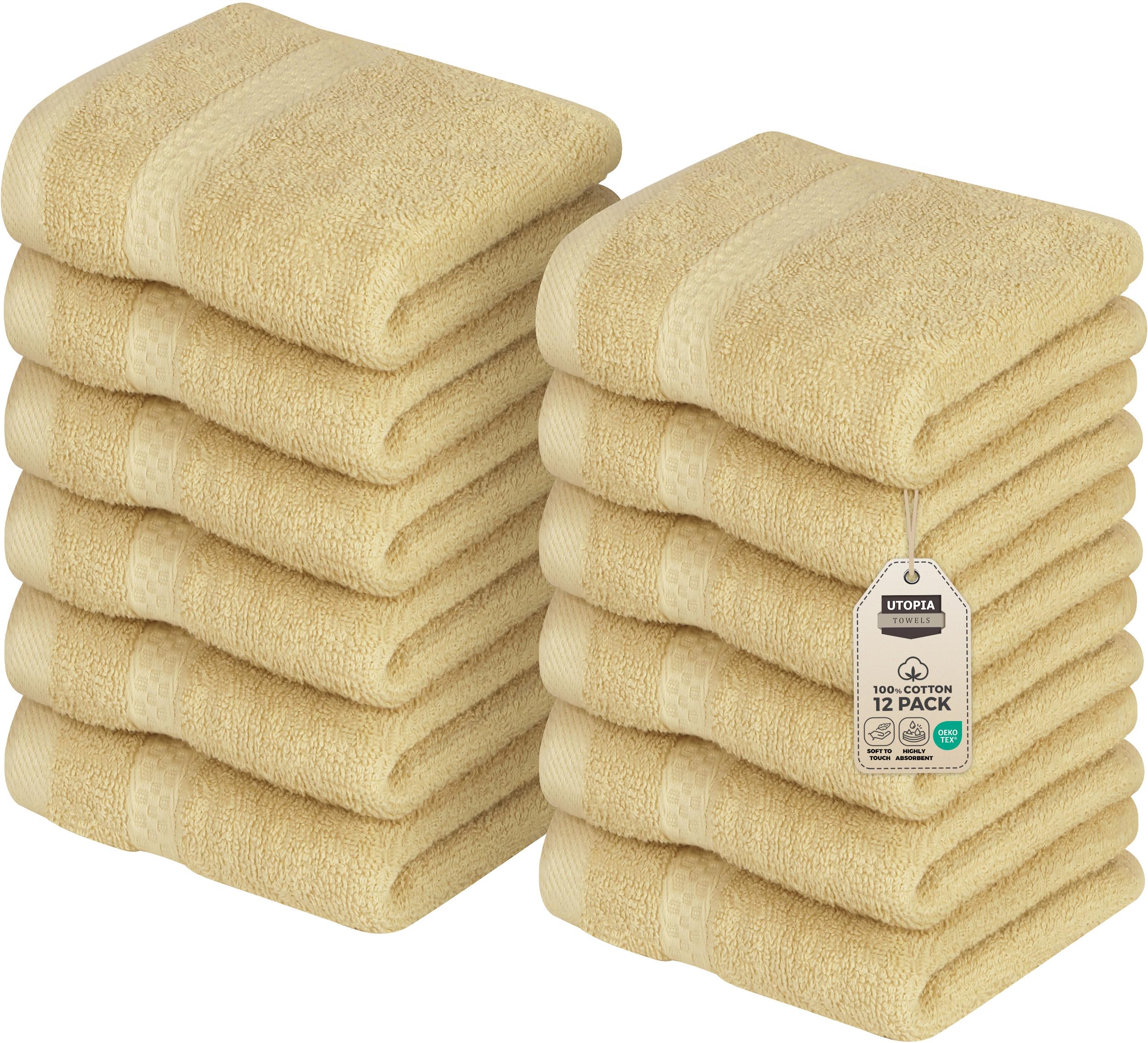 Utopia Towels 12 Pack Premium Wash Cloths, 12x12 in, 100% Cotton, Champagne