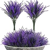 RAINFLOW Artificial Lavender Flowers - 9 Pcs Faux Lavender Plant Artificial Fake Plastic Purple Flowers for Home Room Window Wedding Garden Table Centerpieces Vase Outdoors Indoor Decor