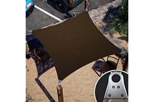 ColourTree Super Ring 12' x 16' Brown Rectangle Sun Shade Sail, Commercial Grade UPF50 Canopy, Reinforced Corners & Edges, 260 GSM Fabric Heavy Duty -3 Years Warranty (We Make Custom Size)
