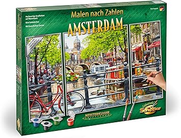 Schipper Amsterdam 609260812 Peinture Par Numero Pour Adultes Avec Pinceau Et Peinture Acrylique Trityque 50 X 80 Cm Amazon Fr Jeux Et Jouets