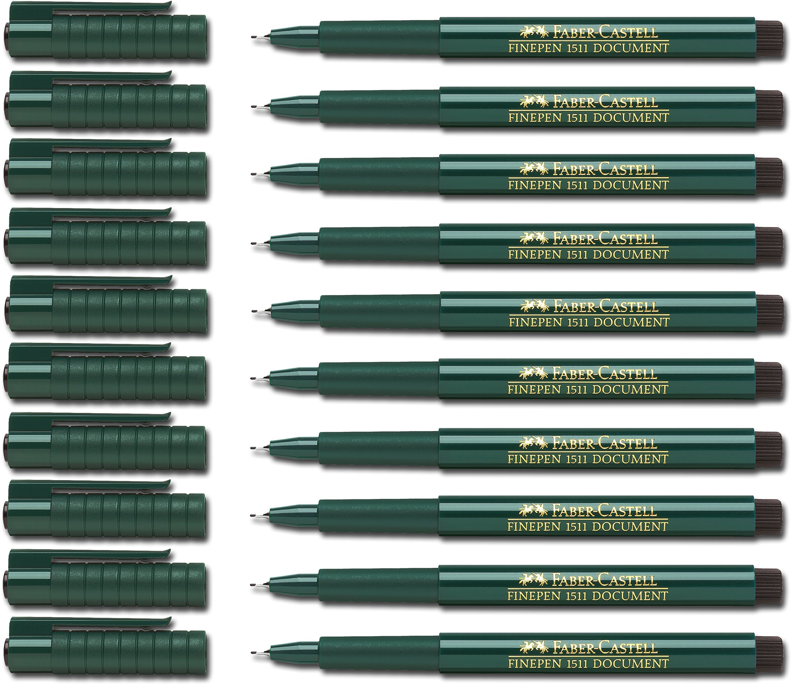 Faber-Castell Fibre Pen, Fine-Pen 1511, 0.4 mm, black, 10 Stifte