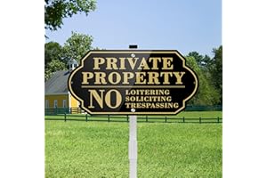 KOALAAT Private Property No Soliciting No Trespassing No Loitering Sign for House and Yard 14 x 7 Inches Sign with 28 Inches Long Stake Rust Free Aluminum Metal