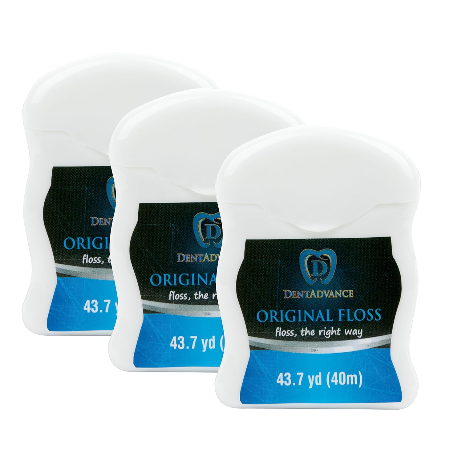 DentAdvance Unflavored Dental Floss - Premium Unwaxed, Easy Reach Back Teeth | Tooth Floss | Original, Pack of 3: Health & Personal Care