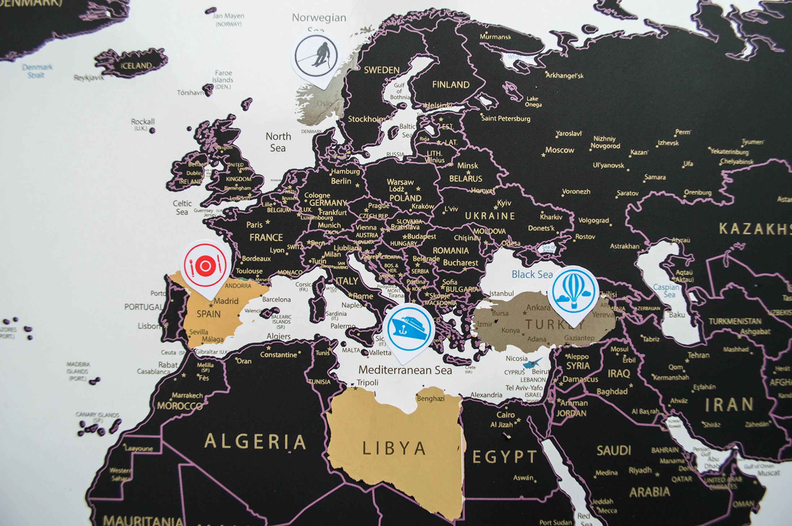 Scratch Off World Map Complete Set with US States and Country Flags, Best Travel Poster gift, Perfect Travelers Wall Decal, Professionally Designed Detailed Cartography (33.15 x 22.84inches A1 Frame)