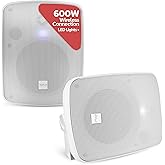 Pyle 5.25" Outdoor Bluetooth Speakers, Waterproof Wall Mount Speaker System with Active/Passive Pair, 600W Power, Weatherproof Housing for Indoor or Outdoor Use, White