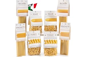 Gusta Bucatini Pasta Noodles Variety Pack - Premium Italian Pasta from Italy - Durum Wheat Semolina - Slow Drying - Non-GMO & Gourmet - Family Owned Brand - 17.64oz / 500g (8 Pack)