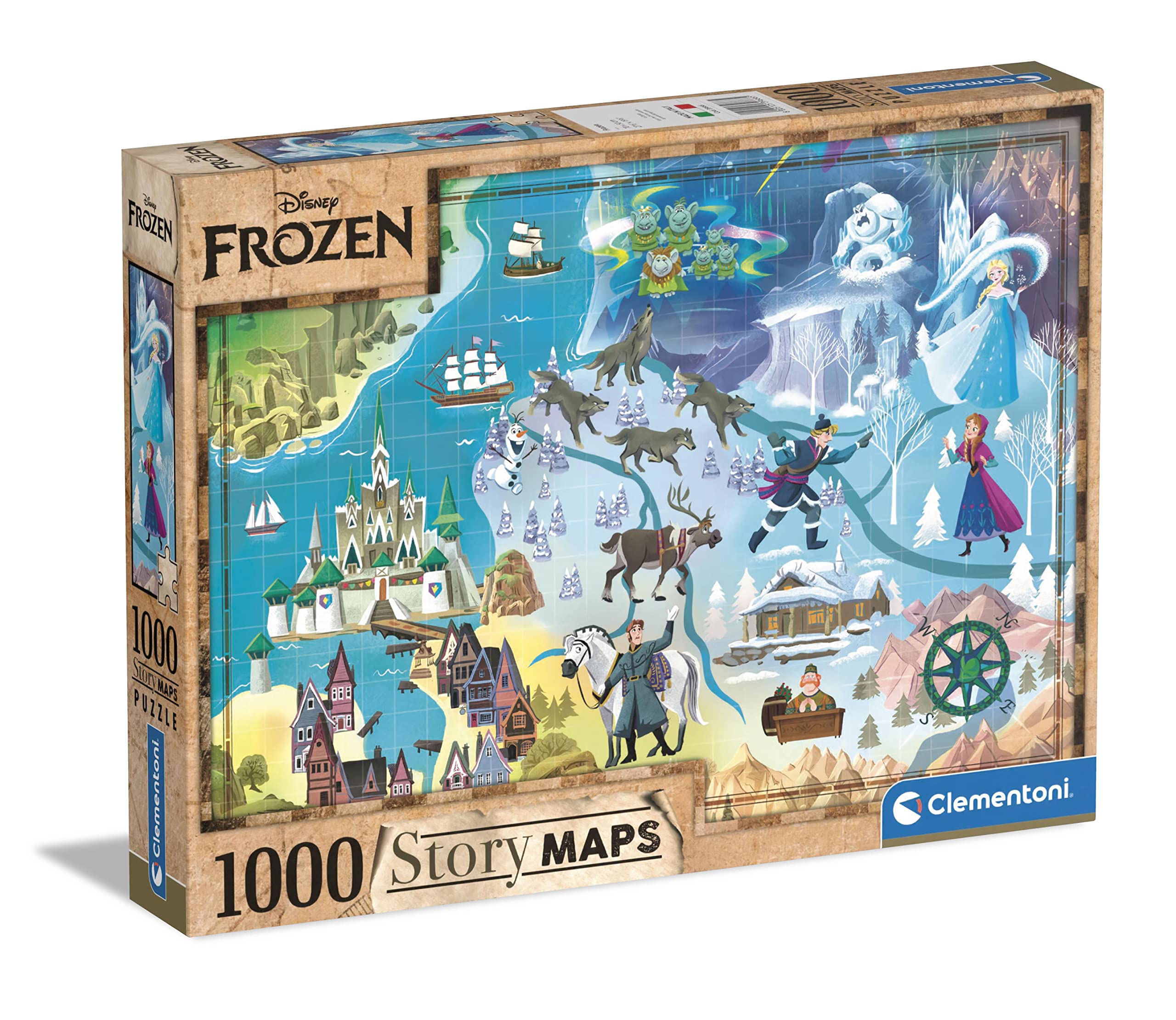 Photo 1 of Clementoni 39666 1000pcs 2 Disney Maps Frozen 1000 Pieces, Made in Italy, Jigsaw Puzzle for Adults, Multicolor, Medium