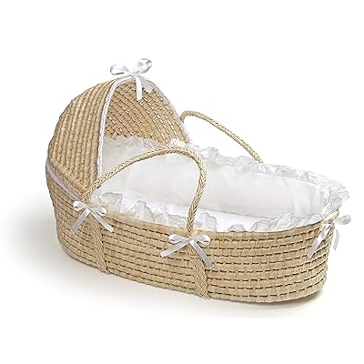 Hooded Baby Moses Basket with Liner, Sheet, and Pad