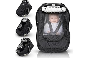 HippoBaby Waterproof Baby Car Seat Cover | Windproof Carseat Cover for Babies | Infant Car Seat Cover for Boys, Girls & Carseat Covers Baby Girl | Universal Fit (Black)