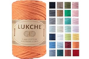 LUKCHE Braided Cotton Macrame Cord 3mm x 93 Yards (279 Feet), Colored Rope, Bohemia Macrame Rope, Macrame Yarn, Colored Craft Rope for Wall Hanging, Plant Hangers, Crafts, for Knitting (Orange 3mm) 1