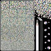 25000Pcs Resin Rhinestones with Tweezers for Crafting, AB 2-6mm Mixed Sizes Non Hotfix Flatback Gems, Bedazzling Crystal for DIY Craft Clothing Mugs Tumblers Shoes Fabric Decor Nail Art