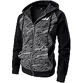 LAIWANG Men's Color Block Hoodie-Full Zip Ultimate Heavyweight Fleece Hoodie-Camo zip up hoodie With Kanga Pocket