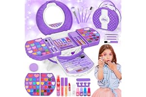 MINIFUN Kids Makeup Kit for Girl, 66 Pcs Washable Makeup Set for Little Girls, Real Cosmetic Set Pretend Play Makeup Toy Beauty Set Christmas & Birthday Gift Age 3 4 5 6 7 8 9+ Year Old Kids Toddler Toys