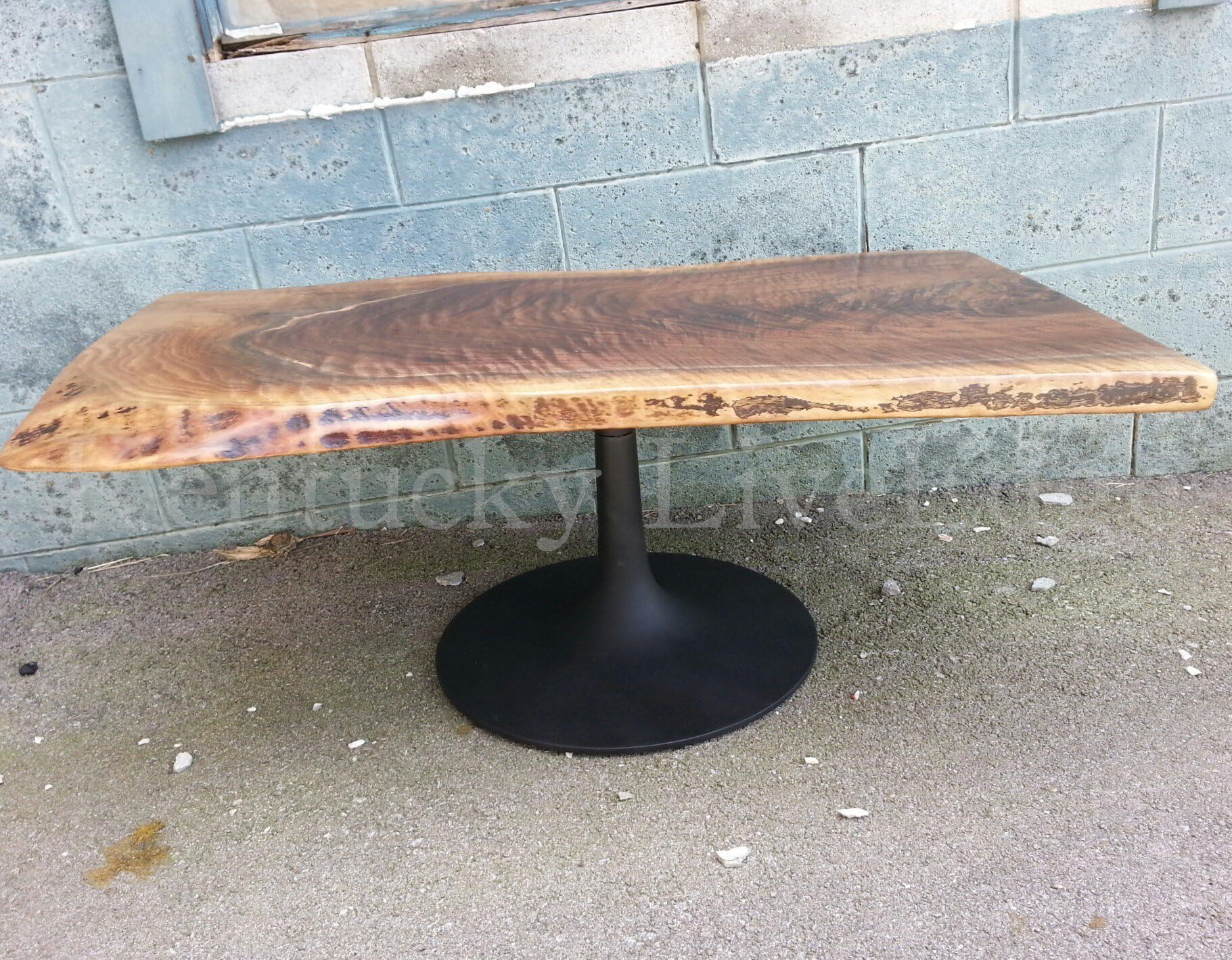 Live Edge Coffee Table- Mid Century Tulip Base- Knoll Style- Natural Wood- Slab Table- Vintage Pedestal Base