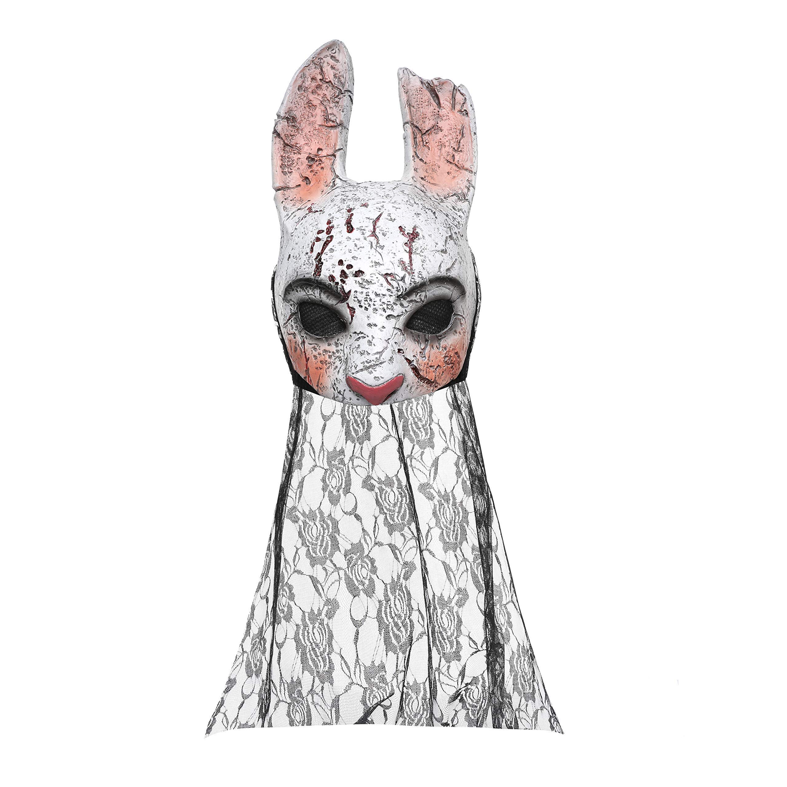 Dead by Daylight Mask Rabbit Cosplay Prop Latex Halloween Scary Terror Frightened for Women White Mask