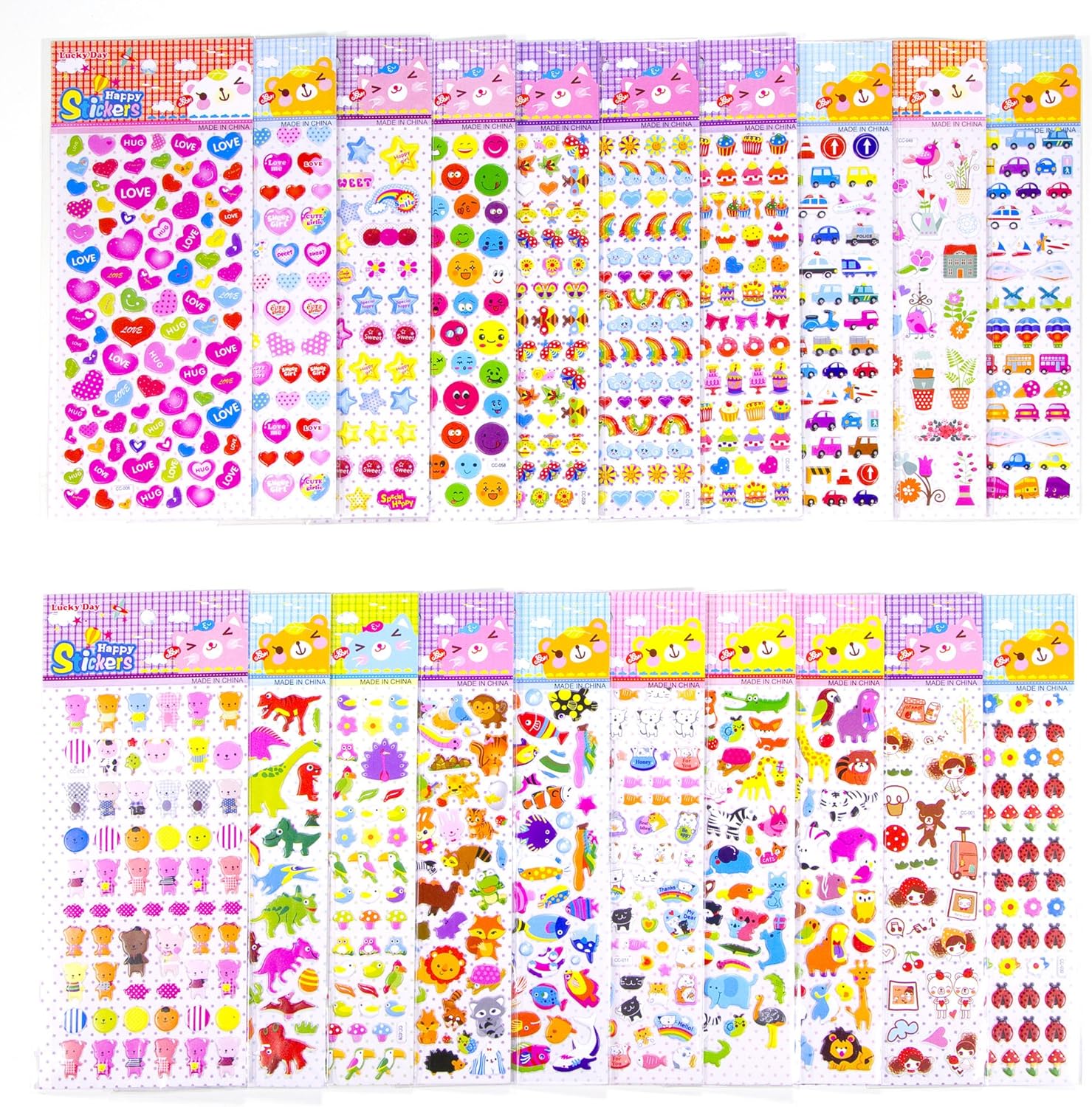 Stickers for Kids - 1200+ 3D Puffy Stickers for Toddlers Children Teachers School Projects 20 Different Sticker Sheets