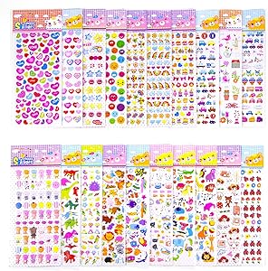 Stickers for Kids - 1200+ 3D Puffy Stickers for Toddlers Children Teachers School Projects 20 Different Sticker Sheets