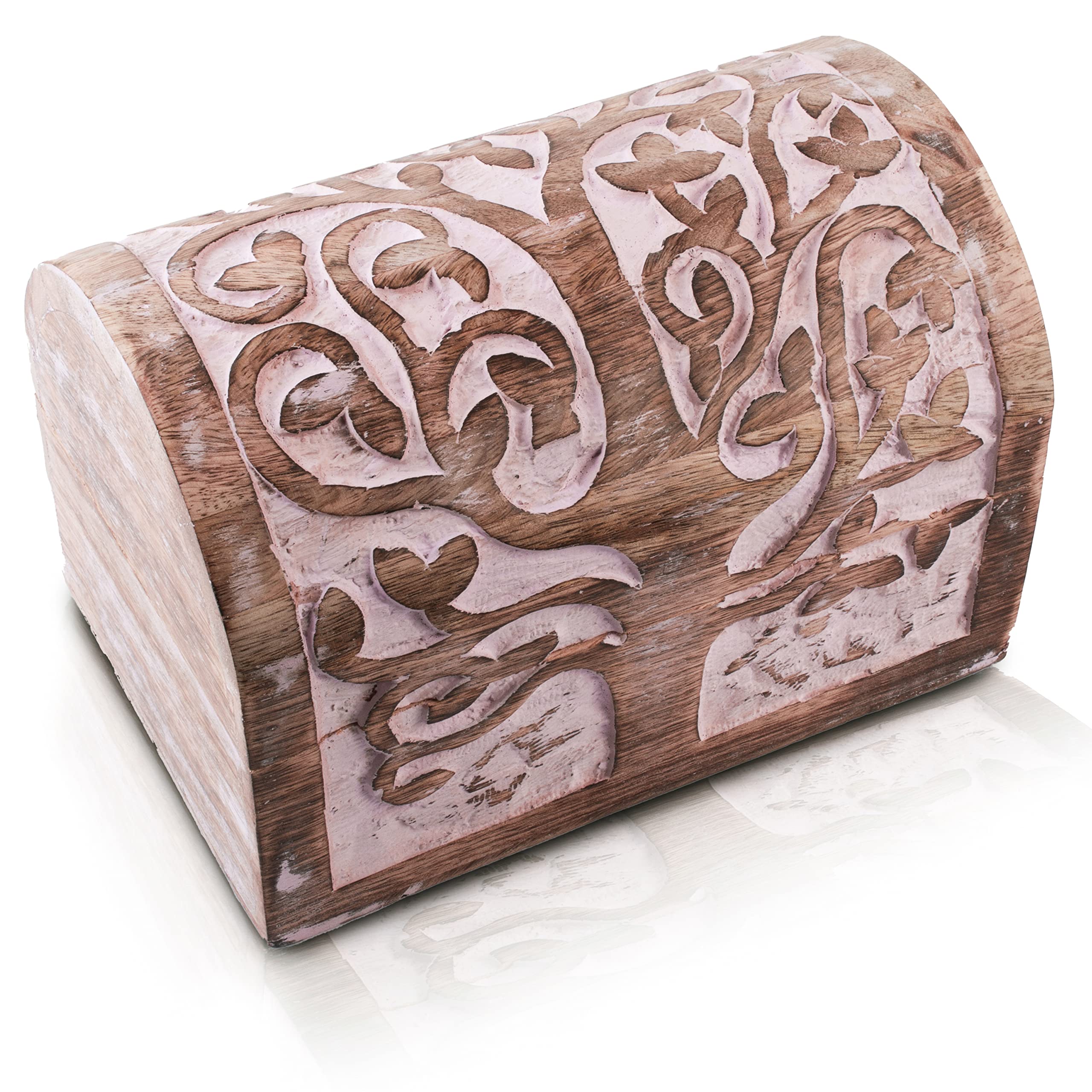 Great Birthday Gift Ideas Handmade Decorative Wooden Jewellery Keepsake Box With Tree of Life Carvings Jewellery Organizer Treasure Chest Trinket Holder Watch Storage Lock Box