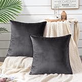 Yorkshire Bedding 2 Pack Velvet Cushion Covers 18x18 Inches Dark Grey view 7