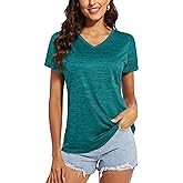 MAGCOMSEN Women's V Neck Workout Shirts Short Sleeve Moisture Wicking Yoga T-Shirts Quick Dry Athletic Tops