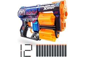 XShot X-Shot Skins Dread Poppy Playtime - Jumpscare (12 Darts) by ZURU, Frustration Free Packaging, Easy Reload, Air Pocket Dart Technology, Toy Foam Dart Blaster for Kids, Teens, Adults