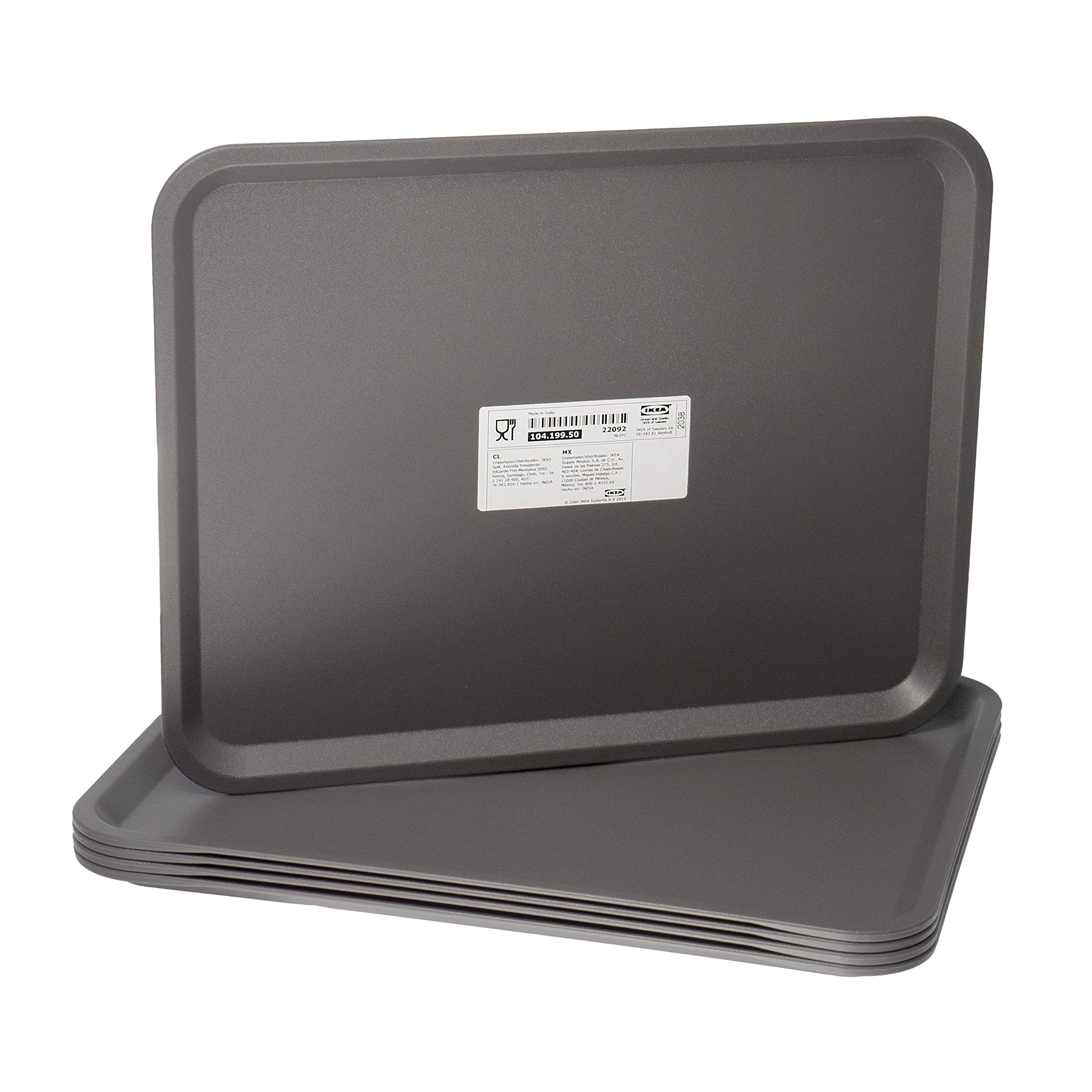 Ikea Tilgangg Set of 5 Plastic Serving Trays 37 x 29 cm Grey