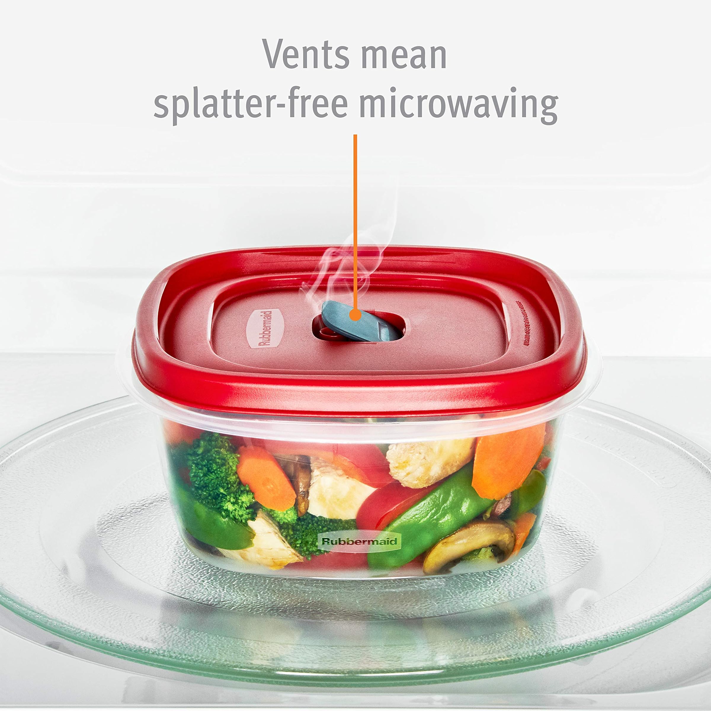 Rubbermaid - 2063704 Easy Find Vented Lids Food Storage Containers, Set of 21 (42 Total) - Racer Red