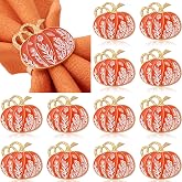 12 Pcs Thanksgiving Pumpkin Napkin Rings, Fall Napkin Holders, Orange | Pumpkin Napkin Rings, Vintage Autumn Buckle for Thanksgiving Fall Table Decorations, Weddings, Holiday Dinner Party