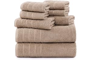 Casa Platino Towels, 8 Piece Towel Set, 2 Large Bath Towels (30"x 60"), 2 Hand Towels & 4 Washcloths, 100% Ring Spun Cotton Bathroom Towels, Highly Absorbent Towels Set, Quick Dry Towels - Tawny Brown