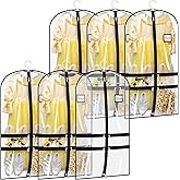 SLEEPING LAMB 6 Packs Clear Dance Garment Bags for Dancers with 4 Pockets, 40" Kids Dance Costume Garment Bag for Travel and Dance Competition, Hanging Clothes Storage for Dress, Uniform, Black