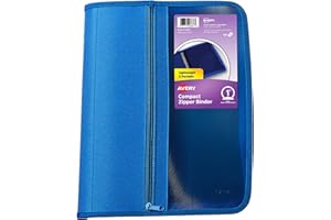 Avery Zipper 3 Ring Binder, 1" Round Rings, 175-Sheet Capacity, Blue, Durable Binder Organizer with Pocket for Extra Storage,