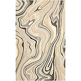 Oriental Weavers Anastasia Hand-Made Wool Area Rug - 68007-3'6" x 5'6" - in Beige/Charcoal - Modern Style, Hand-Made Wool Rug