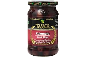 Tassos Kalamata Olives in Red Wine Vinegar, 13 Ounce