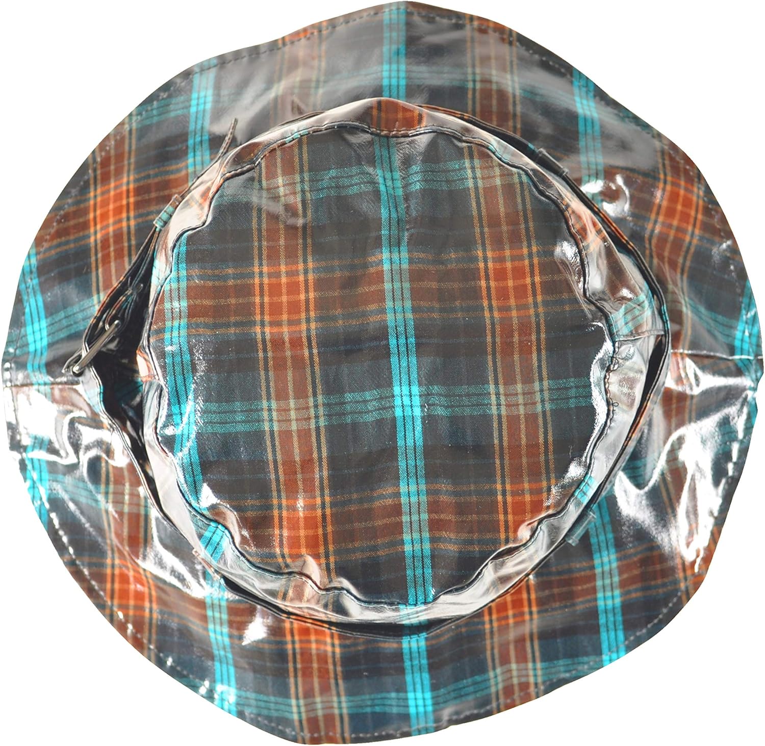 TOUTACOO, Waterproof Wax Style Checkered Bucket Rain Hat (Brown/Orange) at  Women’s Clothing store