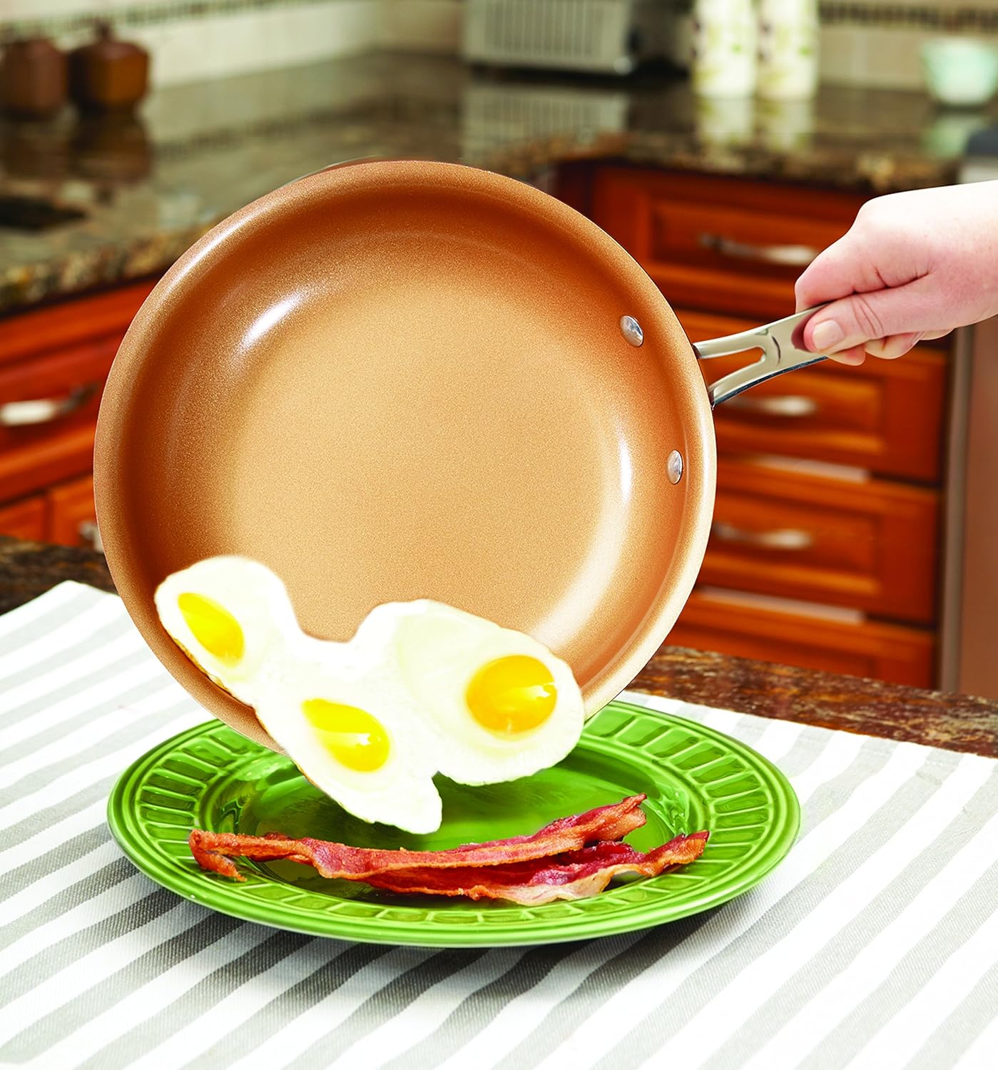 BulbHead Red Copper 10 PC Copper-Infused Ceramic Non-Stick Cookware Set: Kitchen & Dining