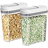 MR.SIGA 2 Pack Airtight Cereal Dispenser Set, Cereal Containers Storage Dispenser, BPA Free, 1.6 L / 1.69 qt, Large, White