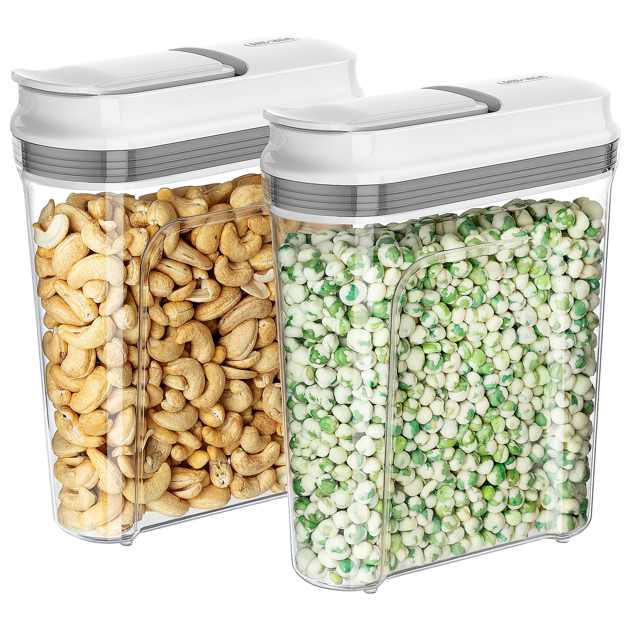 Photo 1 of MR.SIGA Airtight Cereal Dispenser Set, Storage Containers for Dry Goods, Nuts, Beans, Snacks, BPA Free, 1.6 L / 1.69 Qt, Medium, Clear, 2 Pack