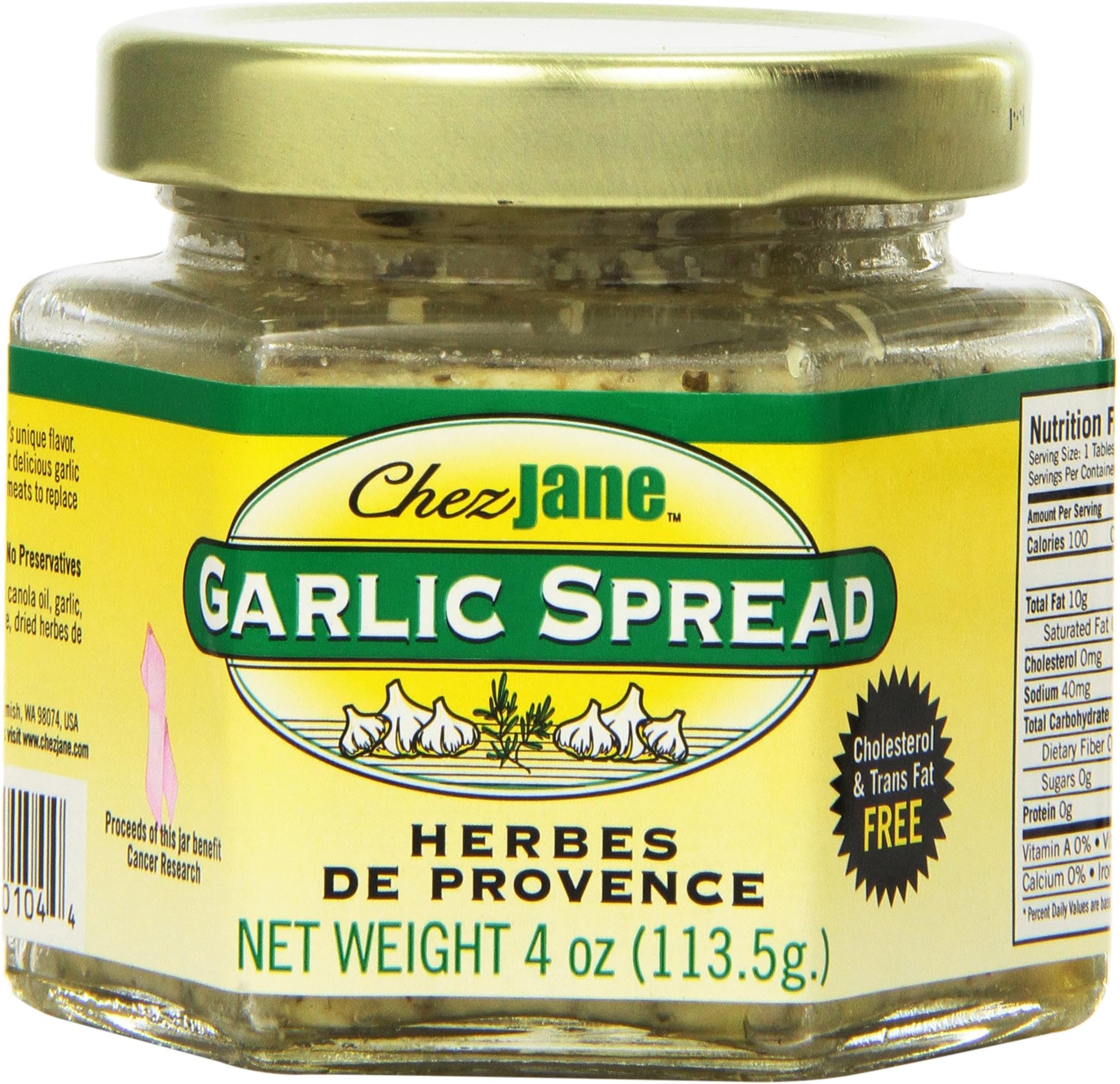 Chez Jane Garlic Spread, Herbes De Provence, 4-Ounce Jars (Pack of 6)