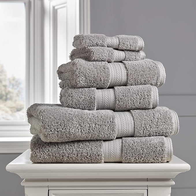 Christy Renaissance 100 Egyptian Cotton 6 Piece Towel Set (Dove Grey) Luxuriously Soft