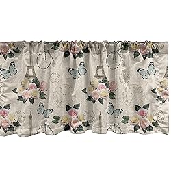 Ambesonne Modern Window Valance, French Eiffel