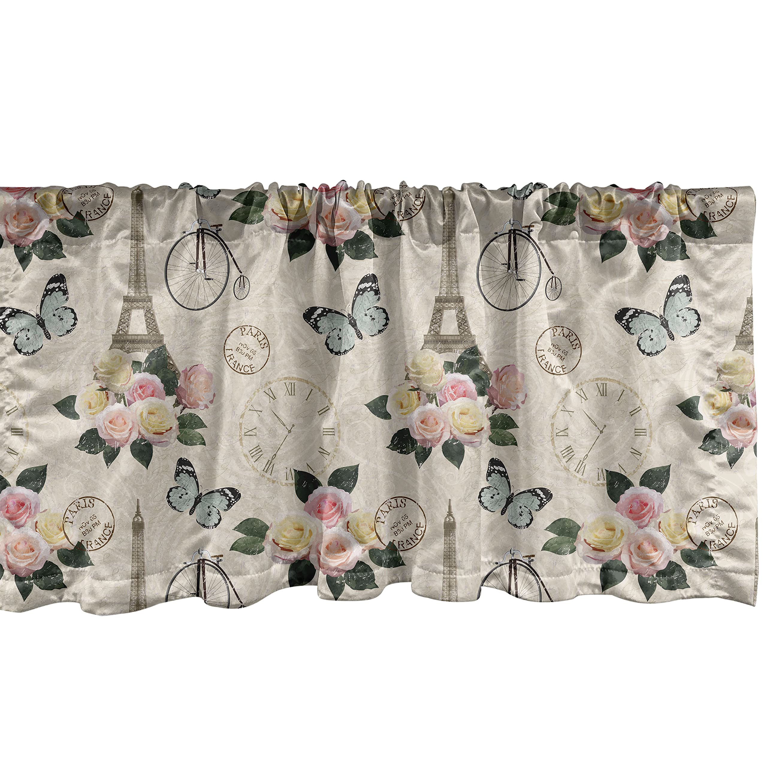 Ambesonne Modern Window Valance, French Eiffel